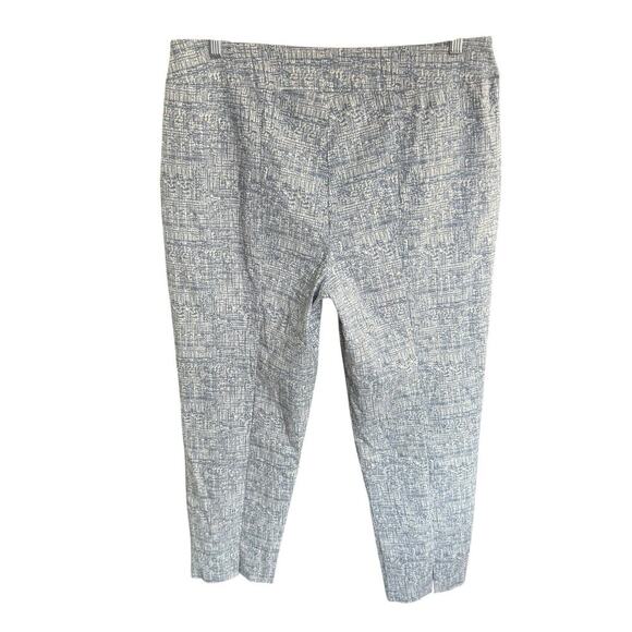 Marla Wynne Flatter Fit Ankle Pant 16W Crosshatch Blue Stretch Tummy Comfort - Picture 3 of 9